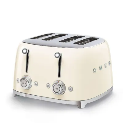 Produktbild von SMEG Toaster Edelstahl Toaster 4 Scheiben 6 Modi, Hochglanz, Auftaufunkton, 2 lange Schlitze, für 4 Scheiben, 2000,00 W, Auftauen, Rösten, Stopp