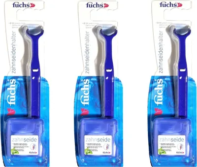 Produktbild von 3x Fuchs Zahnseidehalter - Halter mit 3x 50 m Zahnseide