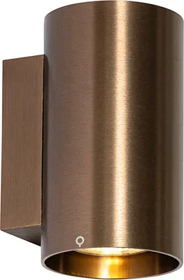Produktbild von QAZQA - Moderne Wandleuchte dunkelbronze rund - SandyI 2-flammig I Wohnzimmer I Schlafzimmer - Aluminium Rund - LED geeignet GU10