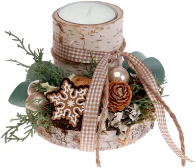 Produktbild von Adventsgesteck Birkenholz mit 1 Teelicht, natur CreaFlor Home