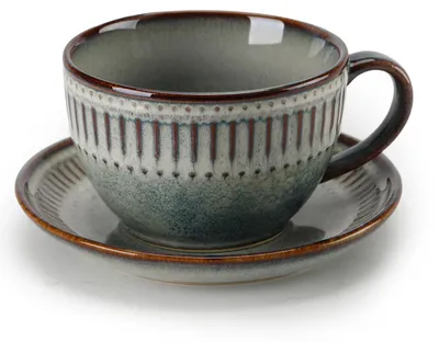 Cappuccinotassen-Set aus Porzellan, 250 ml, mit Untertasse