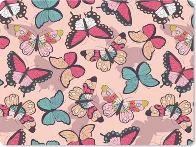 Produktbild von MuchoWow® Mauspad Mousepad Schmetterling - Rosa - Blau - Design 40x30 cm - Mousepads - Maus Mat - Pad - Mausunterlage - Anti Rutsch