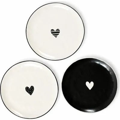 Image de Assiettes en porcelaine avec motif cœur - lot de 3, diamètre 27 cm