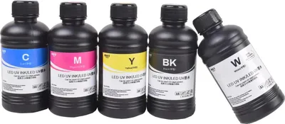 Zdjęcie produktu dla Atrament do drukarek UV, wysoka kompatybilność, wszechstronne zastosowanie, atrament UV 5X250ML