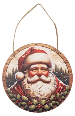 Zdjęcie produktu dla Clayre & Eef Świąteczna zawieszka Ø 15 x 1 cm, beżowe drewno