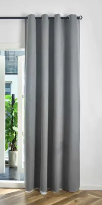 Produktbild von Verdunkelungsvorhang Ösen Raffhalter HxB 245x145 cm Grau 100% Verdunkelung Blackout »München Dark« Dreischichtige Bindung Fischgrätmuster 202410