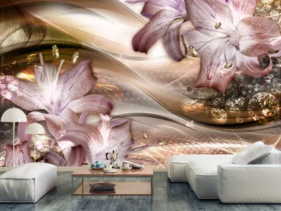 Produktbild von Vlies Fototapete Blumen Lilien 400x280 cm Tapeten Wandtapete XXL Abstrakt b-C-0205-a-b