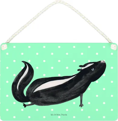 Produktbild von Mr. & Mrs. Panda Schild Stinktier Yoga DIN A4 - Türkis Pastell - Geschenk, Wandbild Holz, Liebe, Raubtier, Holzschild, hängeschild, Türschild, Skunk, holzbild, Lebe