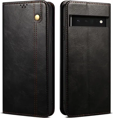 Produktbild von Google Pixel 7 Hülle, Leder Flip Brieftasche Schutzhülle mit Standfunktion für Google Pixel 7 Schwarz