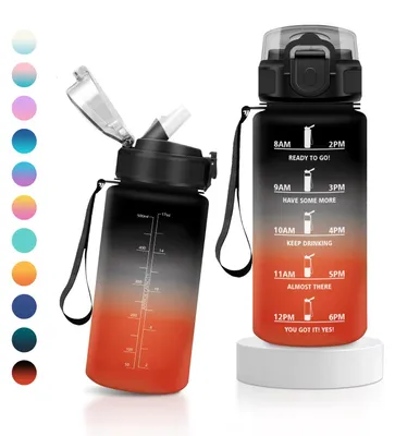 Produktbild von Sportflasche 500ml JAPORIA, Auslaufsicher, BPA-frei, Trinkflasche mit Strohhalm