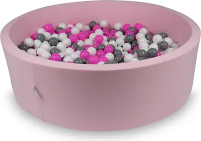Zdjęcie produktu dla Suchy basen 130x40cm pudrowy róż z piłeczkami 700szt: białe, szare, różowe