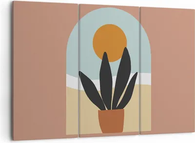 Produktbild von Bild auf Leinwand - Leinwandbild - 3 Teile - Minimalistisch Fenster Blume - 105x70cm - Wand Bild - Wanddeko - Wandbilder - Leinwanddruck - Bilder - Wanddekoration - Leinwand bilder - CE105x70-4473