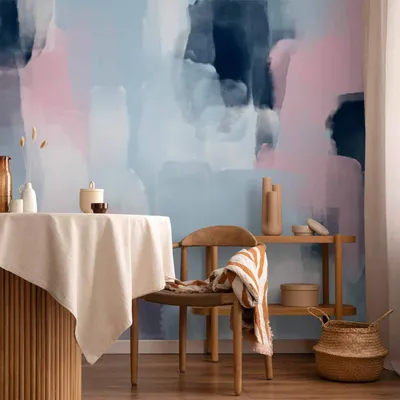 Produktbild von Vlies Fototapete - Harmonious colours - abstract with blue and pink shapes 250x175 cm Muster a-A-10152-a-a