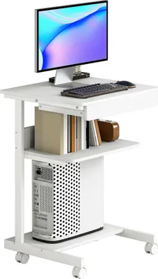 Immagine prodotto di Scrivania HOMCOM con rotelle: scrivania per computer salvaspazio con supporto per CPU