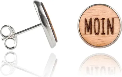 Produktbild von Holzohrstecker Edelstahl Moin in Buchenholz