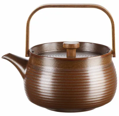 Image de Théière ASA avec anse en bois, marron  17,4 x 14,2 cm, h. 15,6 cm, 0,6 l.