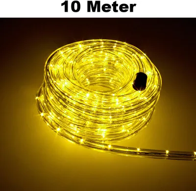 Produktbild von Trade-Shop LED Lichtschlauch Komplett Set mit Zubehör Lichterkette Beleuchtung Gelb 10 Meter F3 LED für Drinnen/Draußen Weihnachten Beleuchtung Dekoration Lichterschlauch
