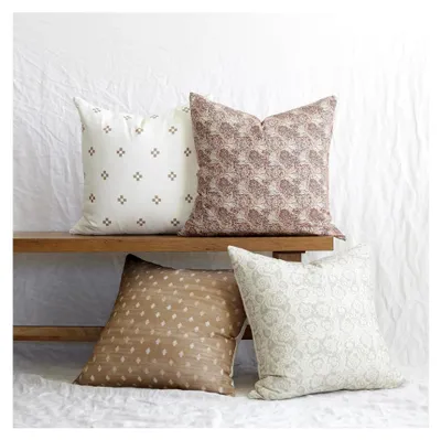 Produktbild von Moderne und Boho-Kissenbezüge, langlebig und maschinenwaschbar, aus 100% Baumwollleinen, Set mit 4 Stück (45,7 x 45,7 cm)
