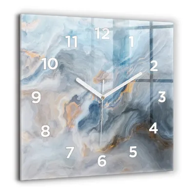 Produktbild von Wallfluent Große Wanduhr – Stilles Quarzuhrwerk - Uhr Dekoration Wohnzimmer Schlafzimmer Küche - Zifferblatt - weiße Zeiger - 60 cm - Marmor-Muster