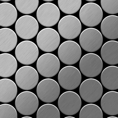 Produktbild von Mosaik Fliese massiv Metall Edelstahl gebürstet grau 1,6mm stark Medallion-S-S-B