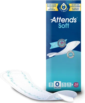 Produktbild von Attends Soft 0 Ultra Mini Hygiene-Einlagen bei sehr leichter Blasenschwäche, 28 St. Einlagen