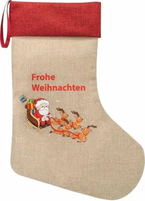 Produktbild von Weihnachtsstrumpf Weihnachtsmann 31x46cm Jute