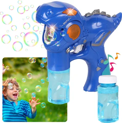 Produktbild von Dinosaurier Seifenblasenpistole mit LED und Sound, inklusive 2 Nachfüllflaschen BLAU
