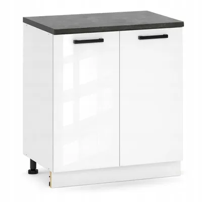 Produktbild von ULWEHOME | Unterschrank 80 cm Weiß Hochglanz, Küchenunterschrank mit 2 Türen, Küchenschrank stehend, ohne Arbeitsplatte