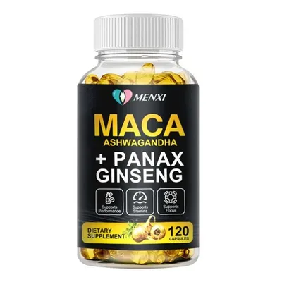 Obrázok produktu pre Koreň maca + ashwagandha, ženšen Panax 12 000 mg (120 kapsúl) Energia, sila, vytrvalosť, výdrž, sexuálne zdravie
