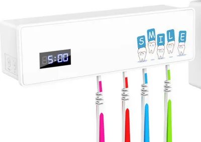 Produktbild von MECO Zahnbürstenhalter, 4 Zahnbürstenhalter 5-Minuten-Timer LED-Display Wandmontage Family Zahnbürstenhalter mit Aufkleber