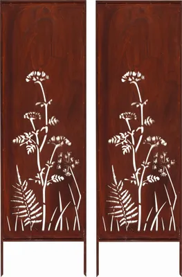 Produktbild von 2x Sichtschutz Metall - 160 cm x 50 cm - Edelrost - Rostoptik Sichtschutz für Garten - Sichtschutzelement - Sichtschutzwand - Gartendekoration Zaun ROST
