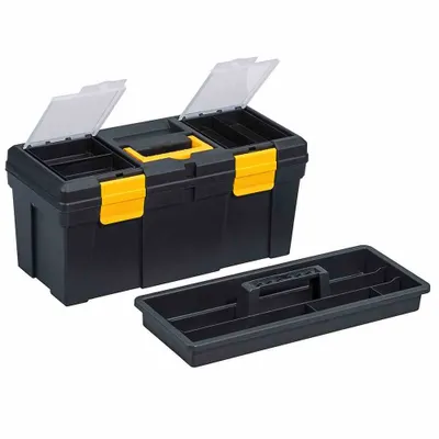 Image de Ironside 100-438 Boîte à outils en plastique 400 x 220 x 198 mm, noir/jaune