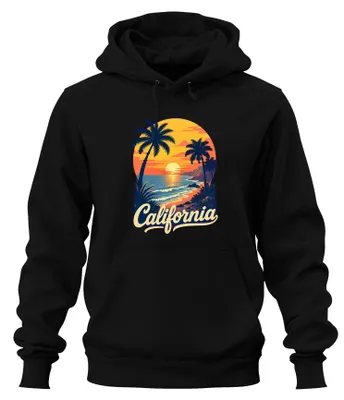 Imagen del producto de Sudadera con capucha "California Strand Sunset Palms Sea", estilo costa oeste, color , talla 3XL