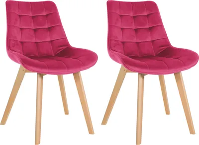 Produktbild von CLP 2er Set Esszimmerstühle Brook mit Samtbezug rot
