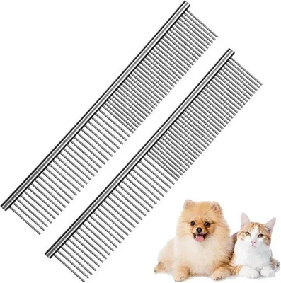 Produktbild von Stahlkamm für lange Haare, Entwirrung, Pflege, 2er Set