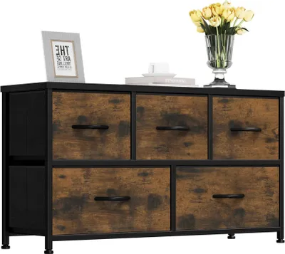 Produktbild von YITAHOME Kommode mit 5 Schubladen Stoff Schrank Aufbewahrungskommode 100x30x55cm