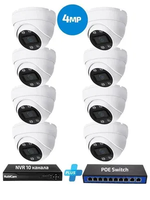 Immagine prodotto di Kit PoE, 8 telecamere dome, 4MP, registratore NVR, switch PoE