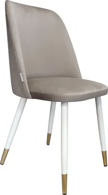 Produktbild von Samtiges Sessel GOYA MG09 mit weißen und goldenen Beinen. Moderner Sessel für Wohnzimmer, Esszimmer und Küche