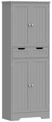 Produktbild von Badezimmerschrank mit Schublade, Schrank mit Tš¹ren, verstellbarem Einlegeboden, 60 x 30 x 160 cm, grau
