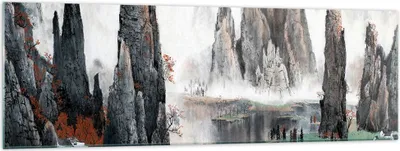 Produktbild von Bilder auf glas - Berge Märchen Nebel - 160x50cm - Glasbilder - Wandbilder - Kunstdruck - zum Aufhängen bereit - Wanddekoration aus Glas - Glas Bilder - Wandbild auf Glas - Einteilig - GAB160x50-3887