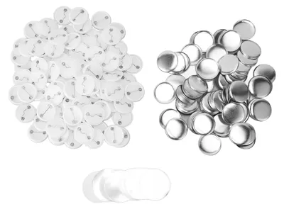 Button-Badge-Set 37 mm, 100 Stück, Metall & Kunststoff, DIY