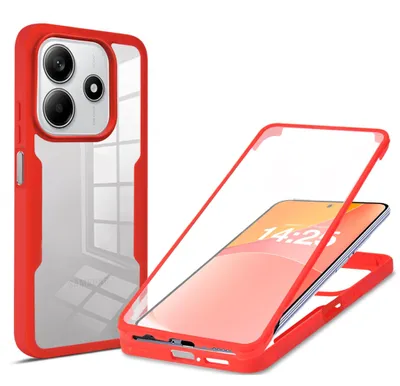 Produktbild von 360 Grad Rundum Schutz Handyhülle für Xiaomi Redmi Note 14 5G Full Cover Vollschutz Case Farbe: Rot