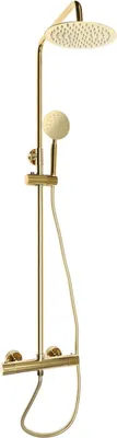 Produktbild von Brausesystem - Thermostat Regendusche Set - Runder Duschkopf - Handbrause - Edelstahl 304 & Messing - Gold