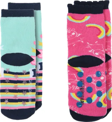 Produktbild von Peppa Pig Wutz Kinder Mädchen Socken 2 Paar Gumminoppen Stopper-Socken Strümpfe Paket Set, Größe:31/34