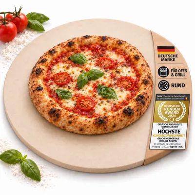Produktbild von Profi Pizzastein für Backofen, Premium Backstein für Gasgrill & Pizzaofen - Variante: Rund
