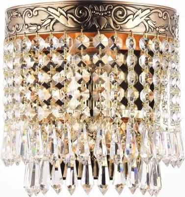 Produktbild von Wandlampe Metall E27 H: 18,4 cm in Gold Klassisch Kristall Wandleuchte