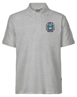 Produktbild von Huuraa Herren Polo Shirt Musik an Welt aus Eule S Sport Grey Bio Baumwolle Fairtrade Poloshirt Geschenkidee