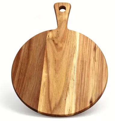 Runde Pizzaplatte 40 cm aus Akazienholz mit Griff