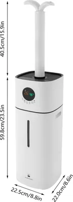 Produktbild von Luftbefeuchter - Ultraschall Standgerät - 16 l Wassertank - 2 Düsen - Fernbedienung - UV-Desinfektion - Aromatherapie für 30–100 m² - Weiß