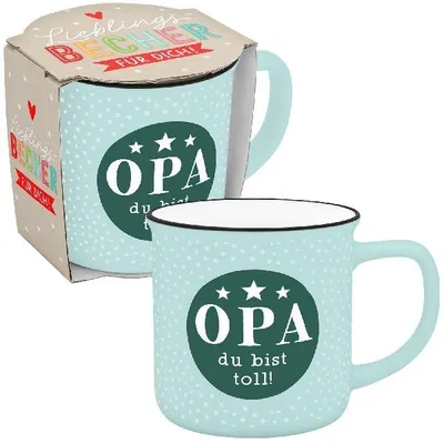Produktbild von Becher in Emailloptik "Opa du bist toll!"